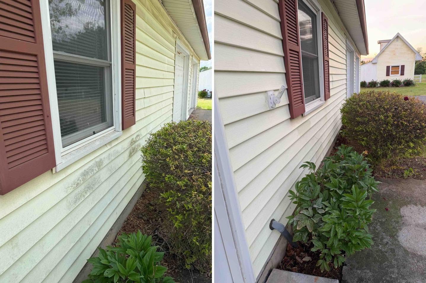 Vinyl siding cleaned by soft wash house washing in Winchester, VA